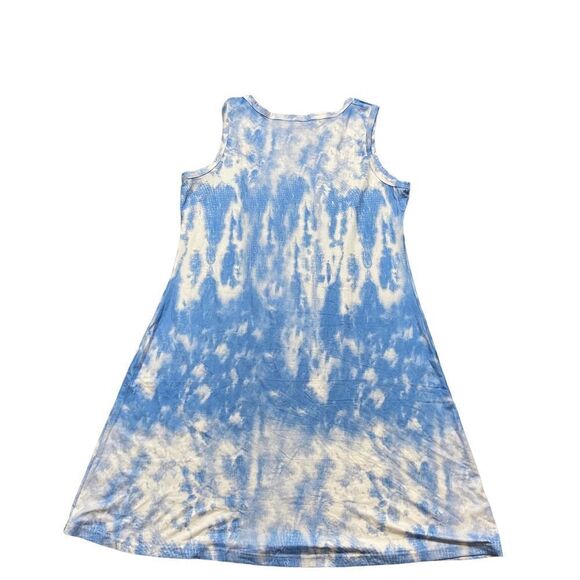 Ladies New Without Tags Blue Tie Dye Print Casual Dress Size Medium - Picture 5 of 15